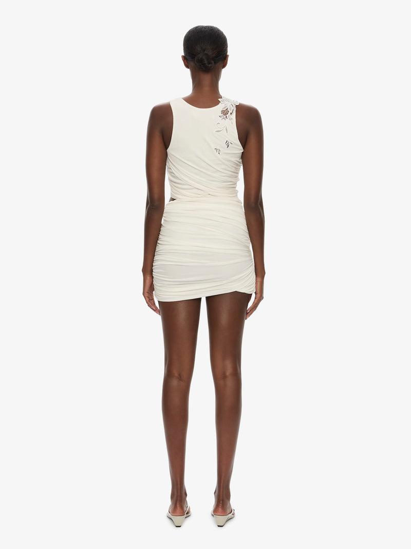 Hibiscus Embroidered Fold Up Mini Dress - Image 4