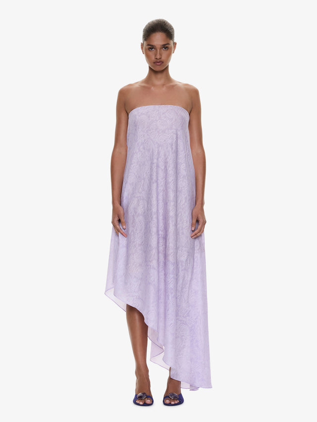Light Leak Jacquard Cascade Strapless Dress
