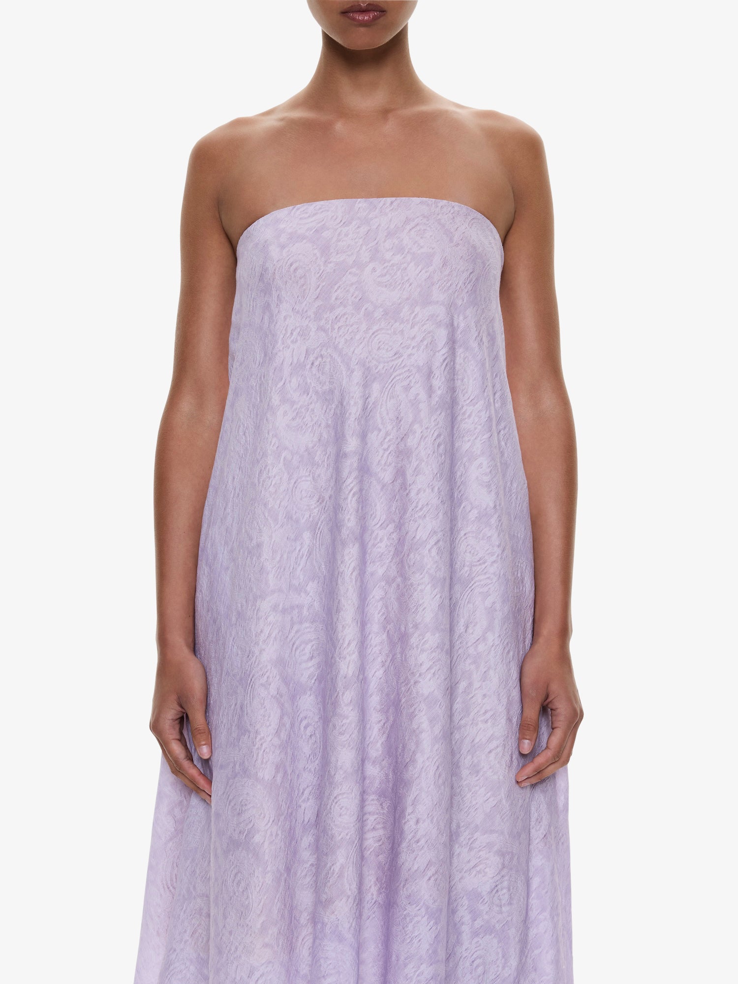 Light Leak Jacquard Cascade Strapless Dress