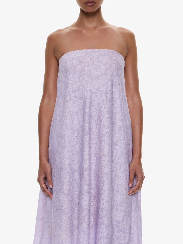 Light Leak Jacquard Cascade Strapless Dress