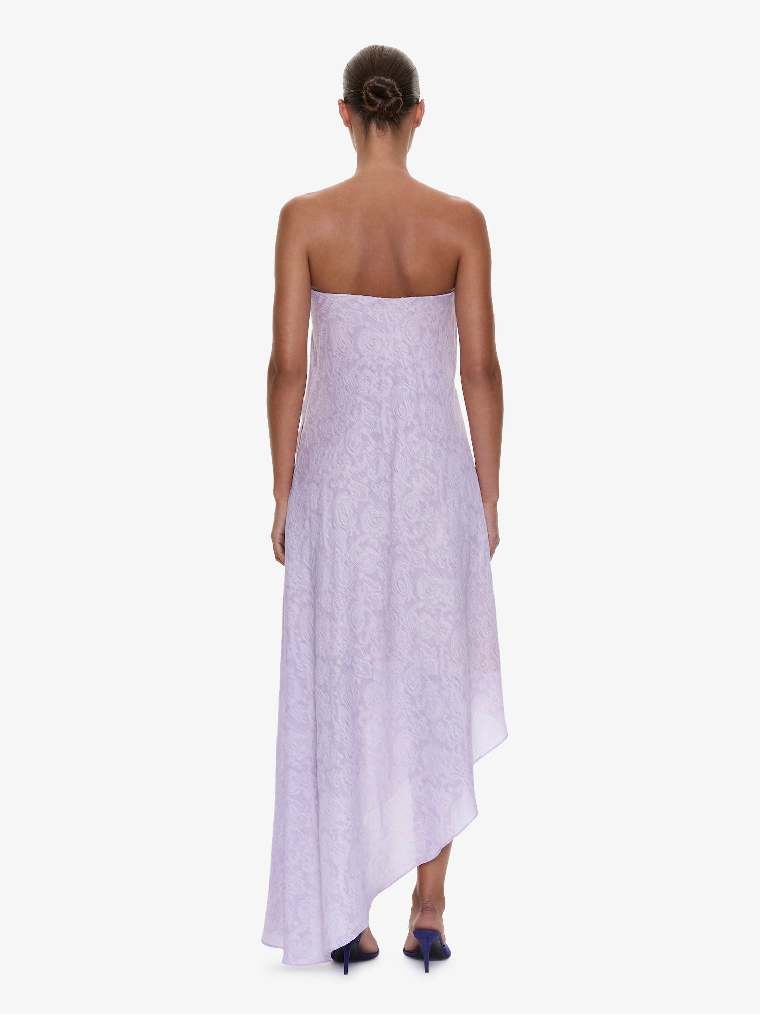 Light Leak Jacquard Cascade Strapless Dress