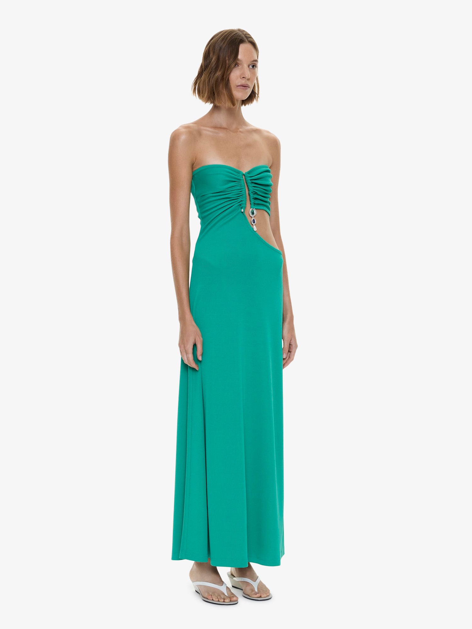 Droplet Crystal Pendant Strapless Dress
