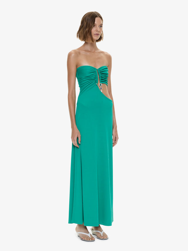 Droplet Crystal Pendant Strapless Dress