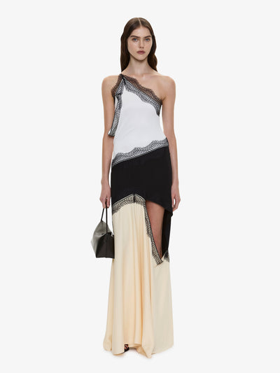 Keira Split Lace One Shoulder Cutaway Dress