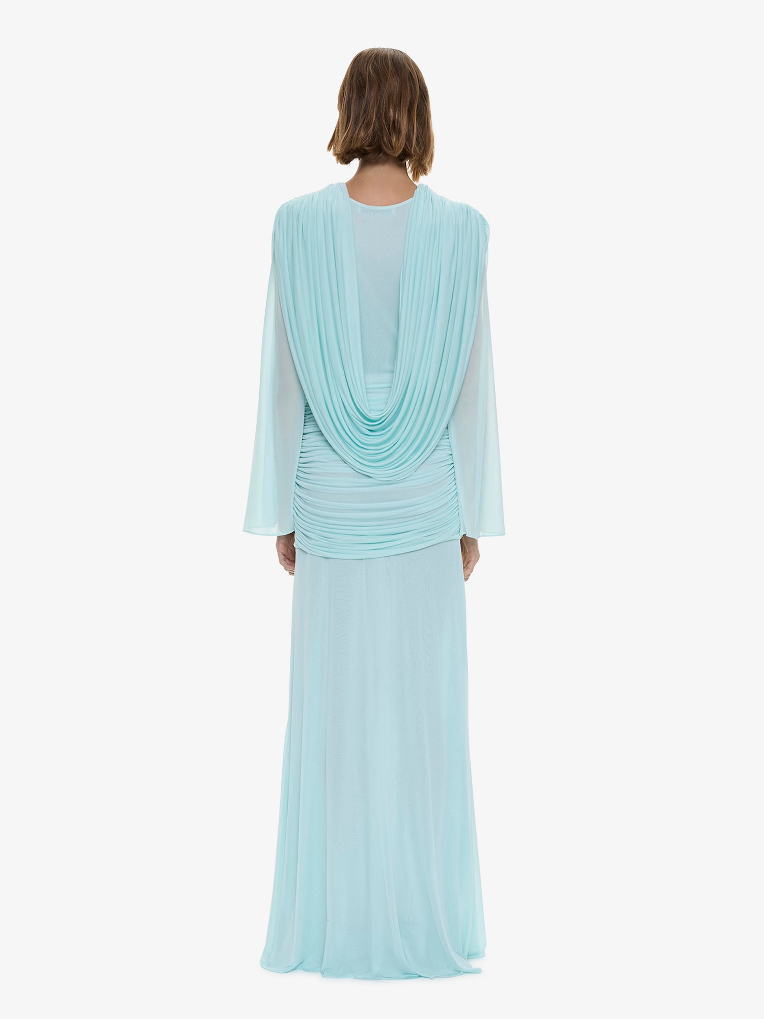 Ripple Drape Long Sleeve Gown