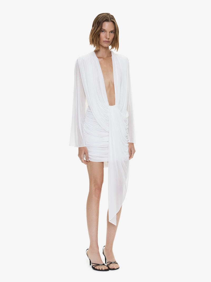 Ripple Drape Long Sleeve Mini Dress - Image 2