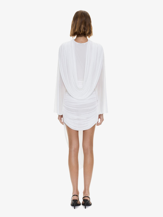 Ripple Drape Long Sleeve Mini Dress