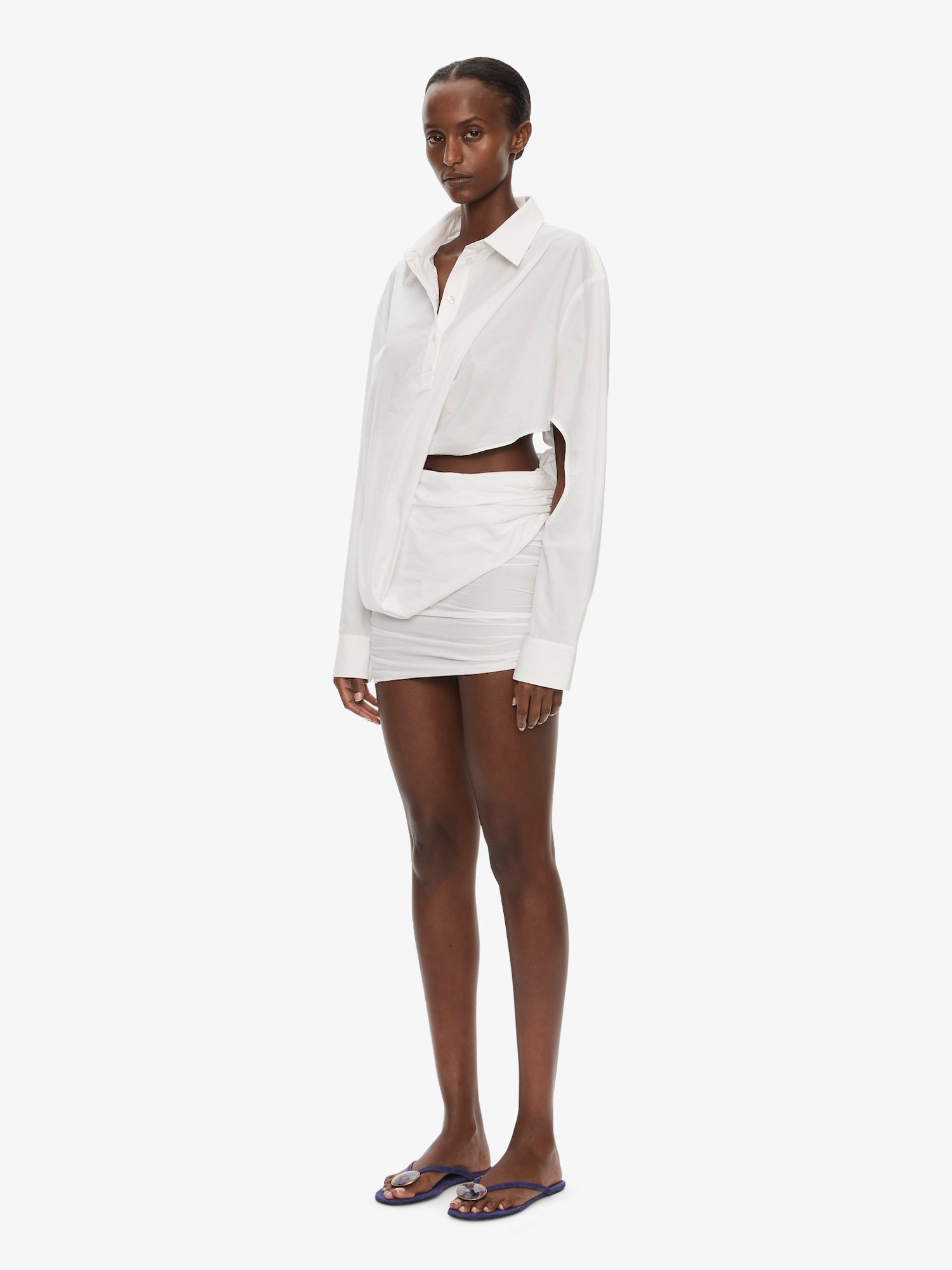 Aiba Draped Shirt Dress
