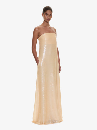 Opaline Sequin Strapless Gown