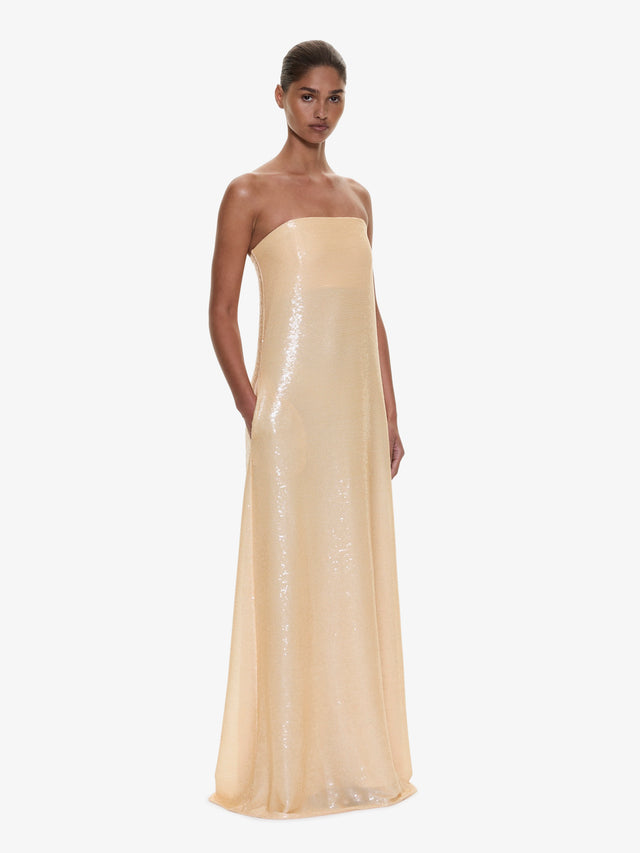 Opaline Sequin Strapless Gown