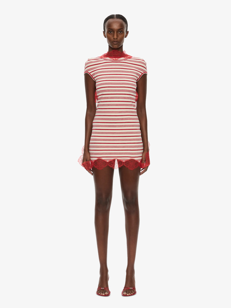 Stripe Jersey Lace Trimmed Tee Dress - Image 1