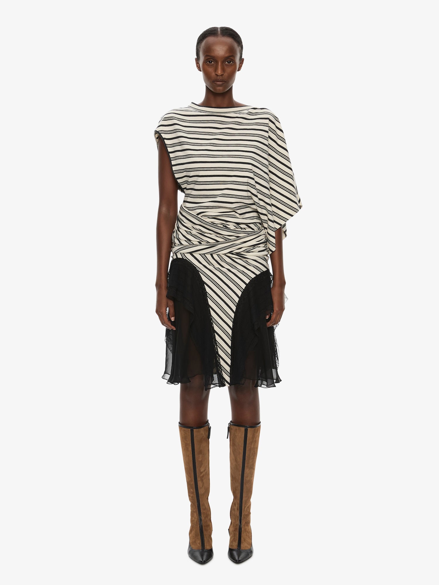 Striped Jersey Panelled Tee Dress