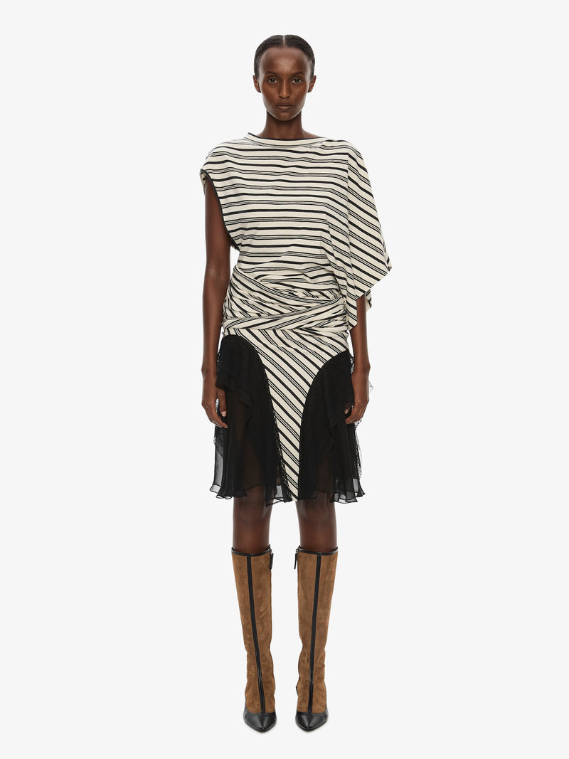 Striped Jersey Panelled Tee Dress - Image 1
