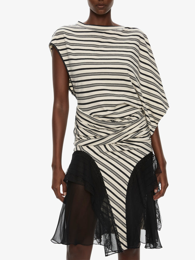 Striped Jersey Panelled Tee Dress