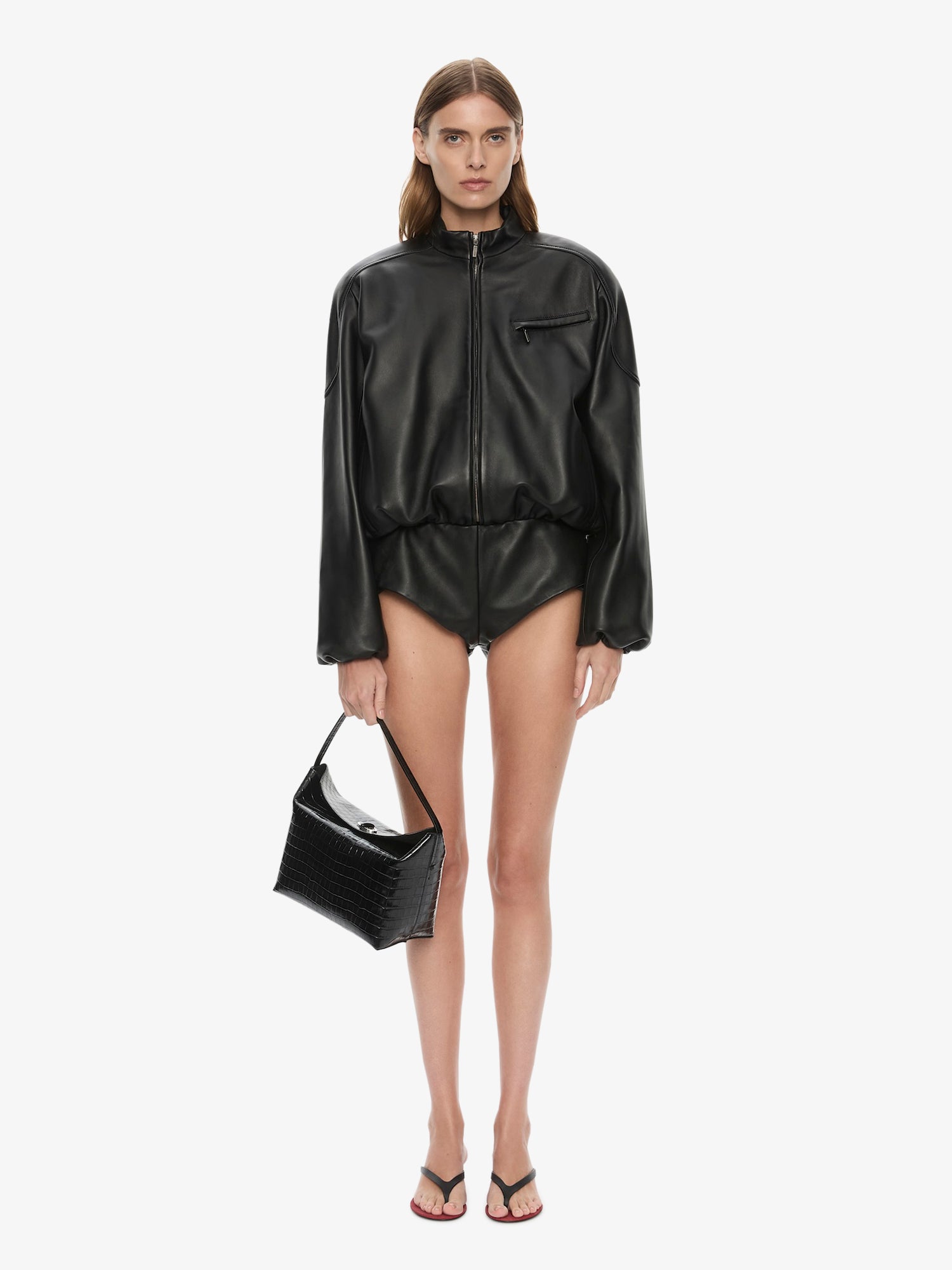 Dannie Leather Zipped One Piece