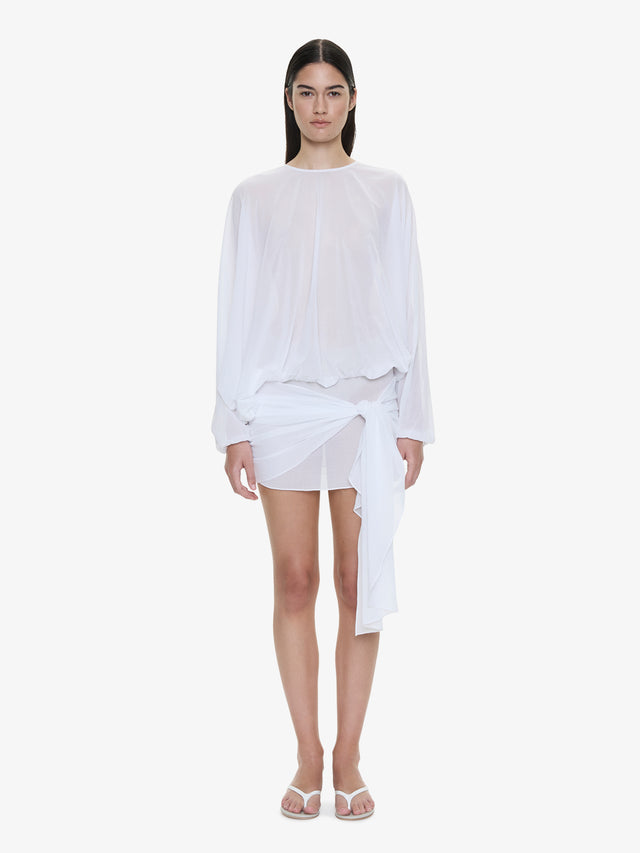 Porto Tie Long Sleeve Mini Dress