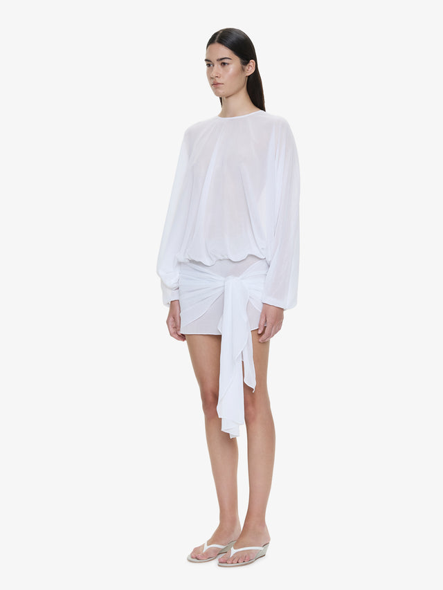 Porto Tie Long Sleeve Mini Dress