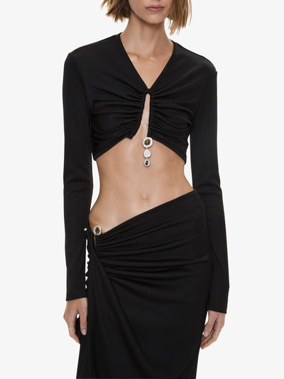 Droplet Crystal Pendant Long Sleeve Top
