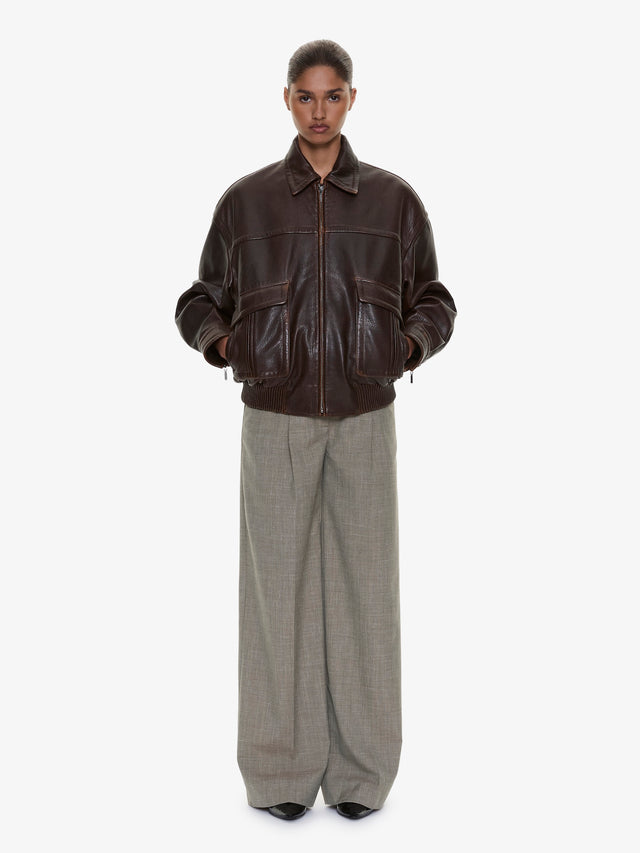 Tropical Wool Leather Waisted Trouser