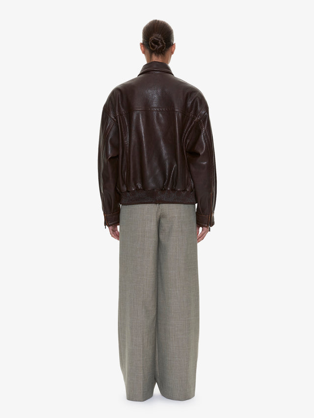 Tropical Wool Leather Waisted Trouser