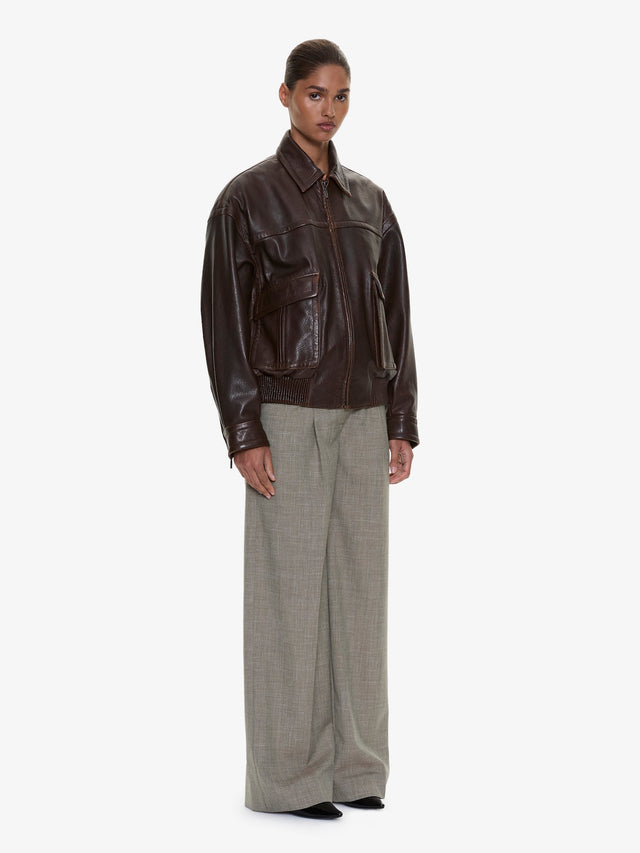 Tropical Wool Leather Waisted Trouser