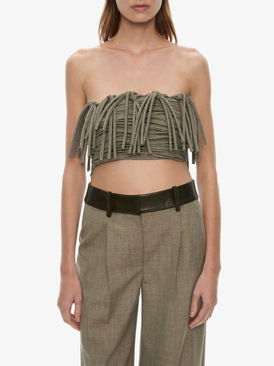 Tropical Wool Leather Waisted Trouser
