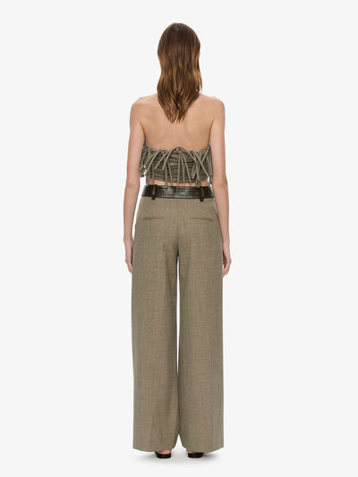 Tropical Wool Leather Waisted Trouser