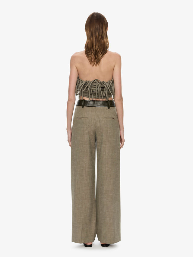 Tropical Wool Leather Waisted Trouser