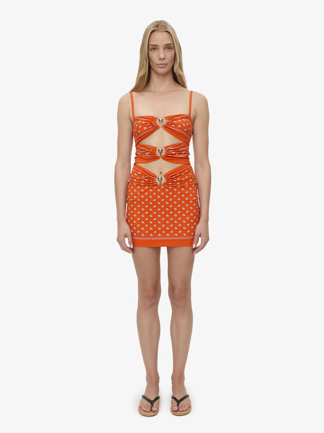 Bandana Ruched Orbit Mini Dress