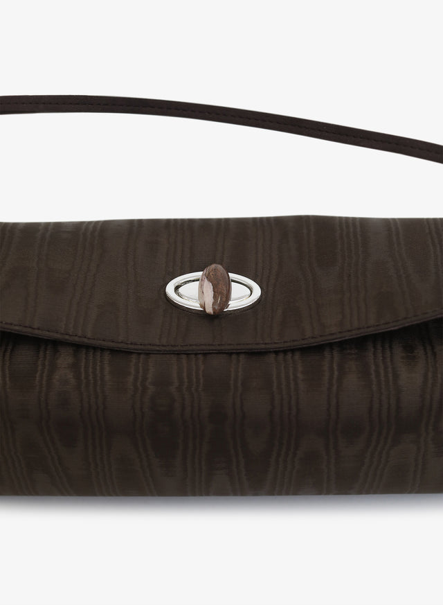 Doba Quartz Turnlock Moire Shoulder Bag