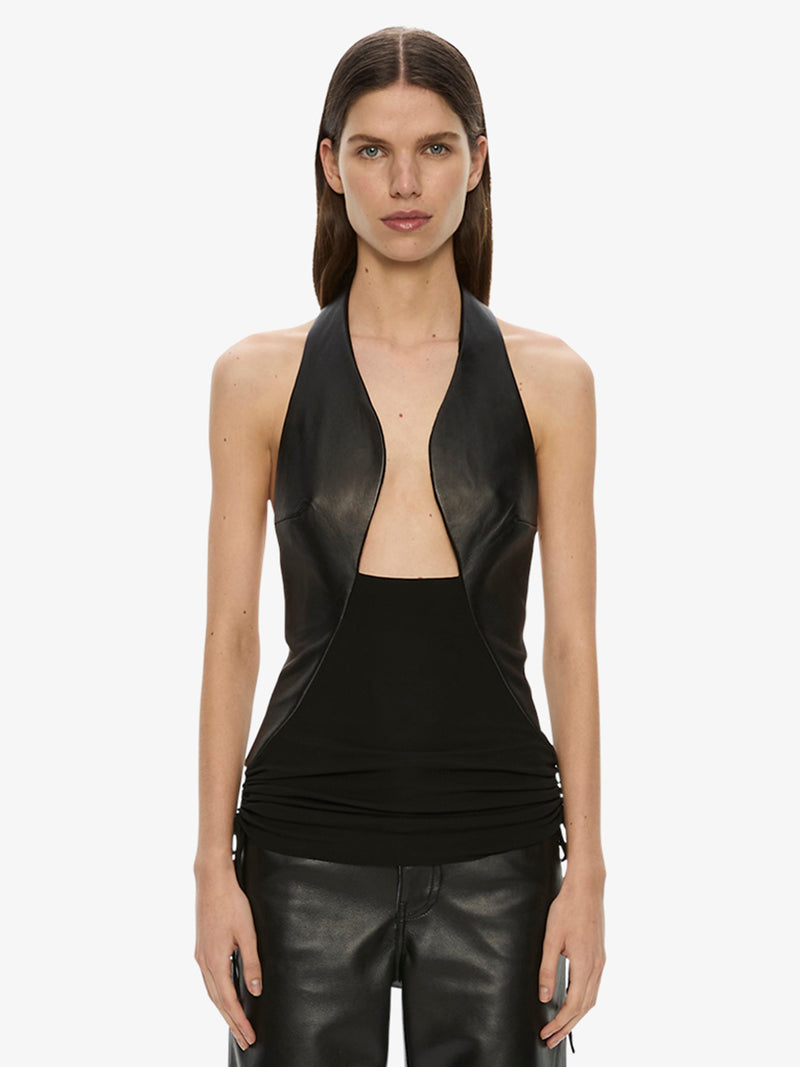 Tailored Slope Leather Halter Top - Image 1
