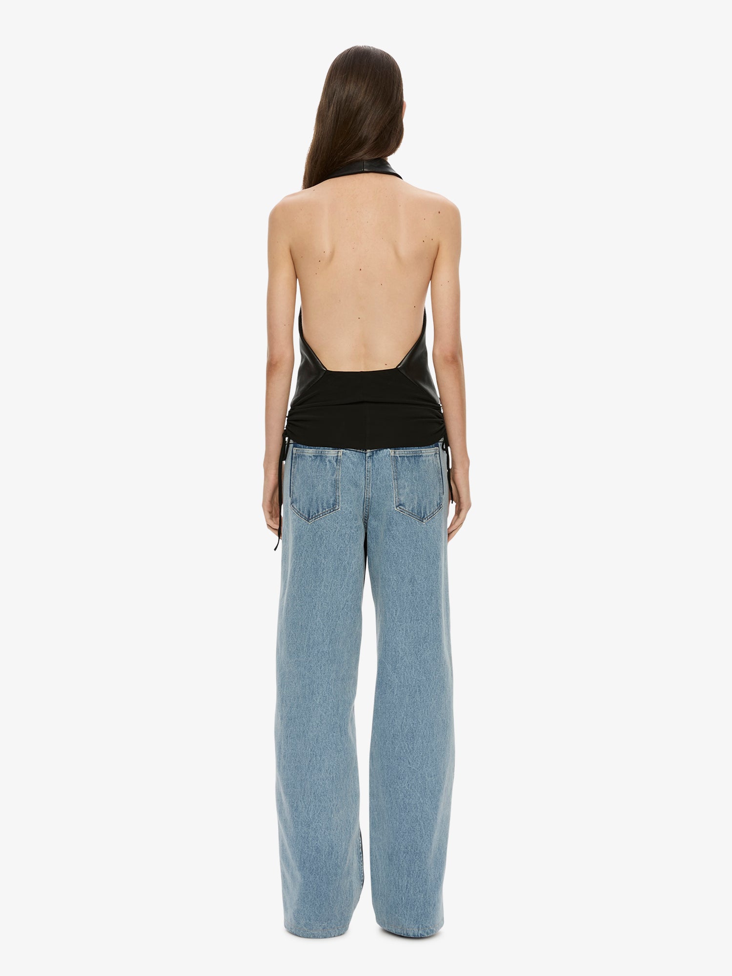 Tailored Slope Leather Halter Top