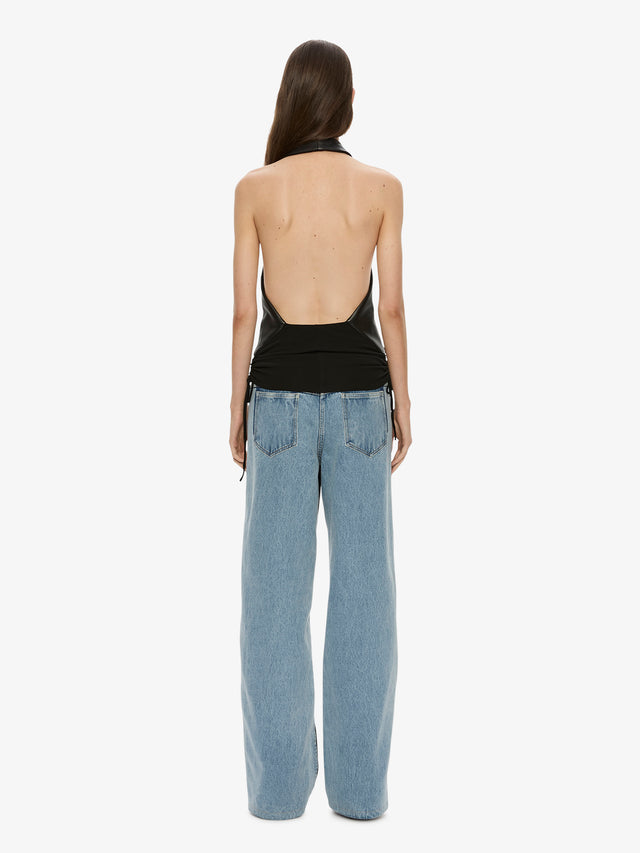 Tailored Slope Leather Halter Top