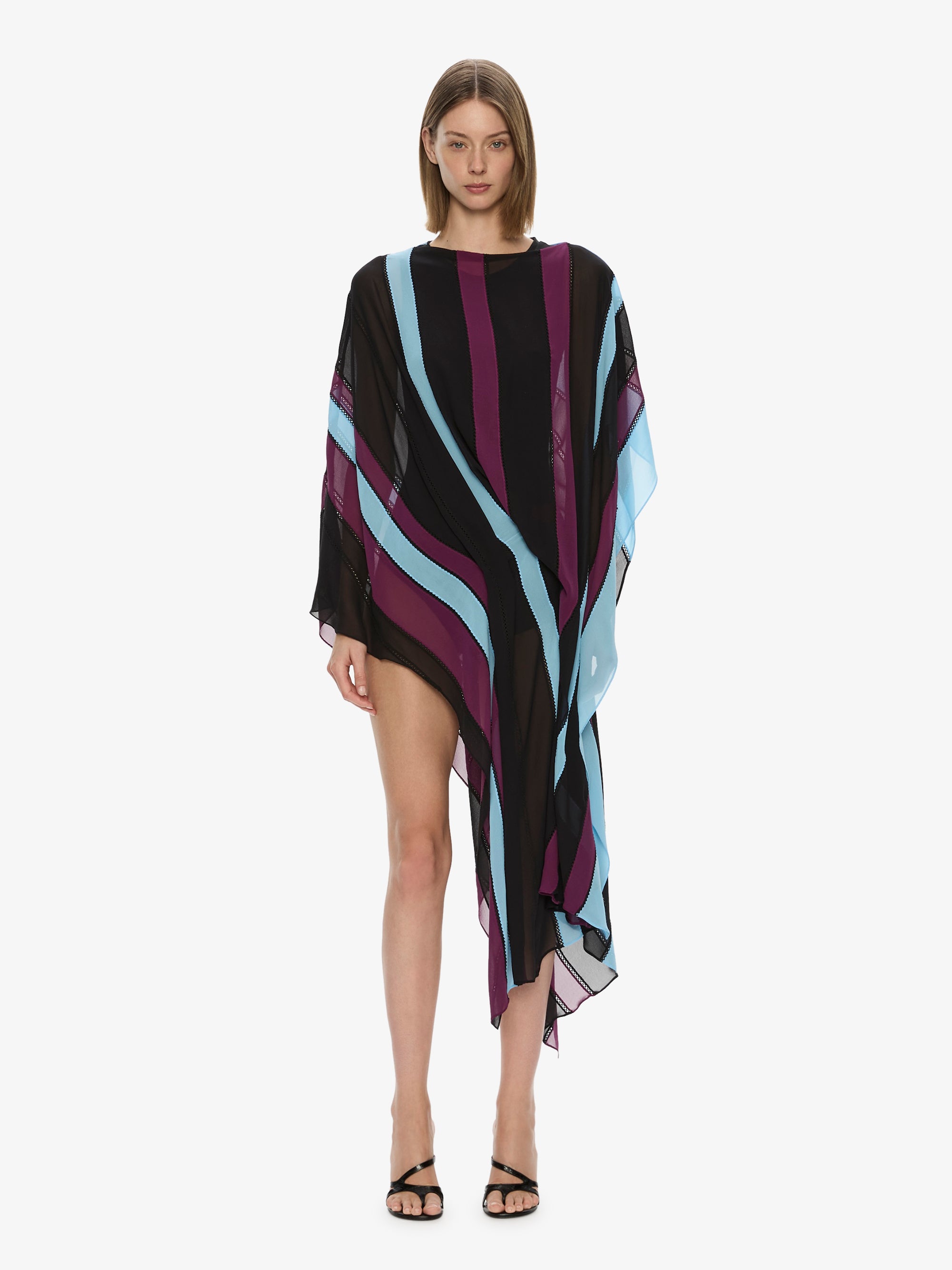 Vin Panelled Picot Silk Drape Dress