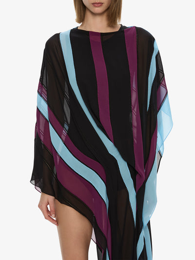 Vin Panelled Picot Silk Drape Dress