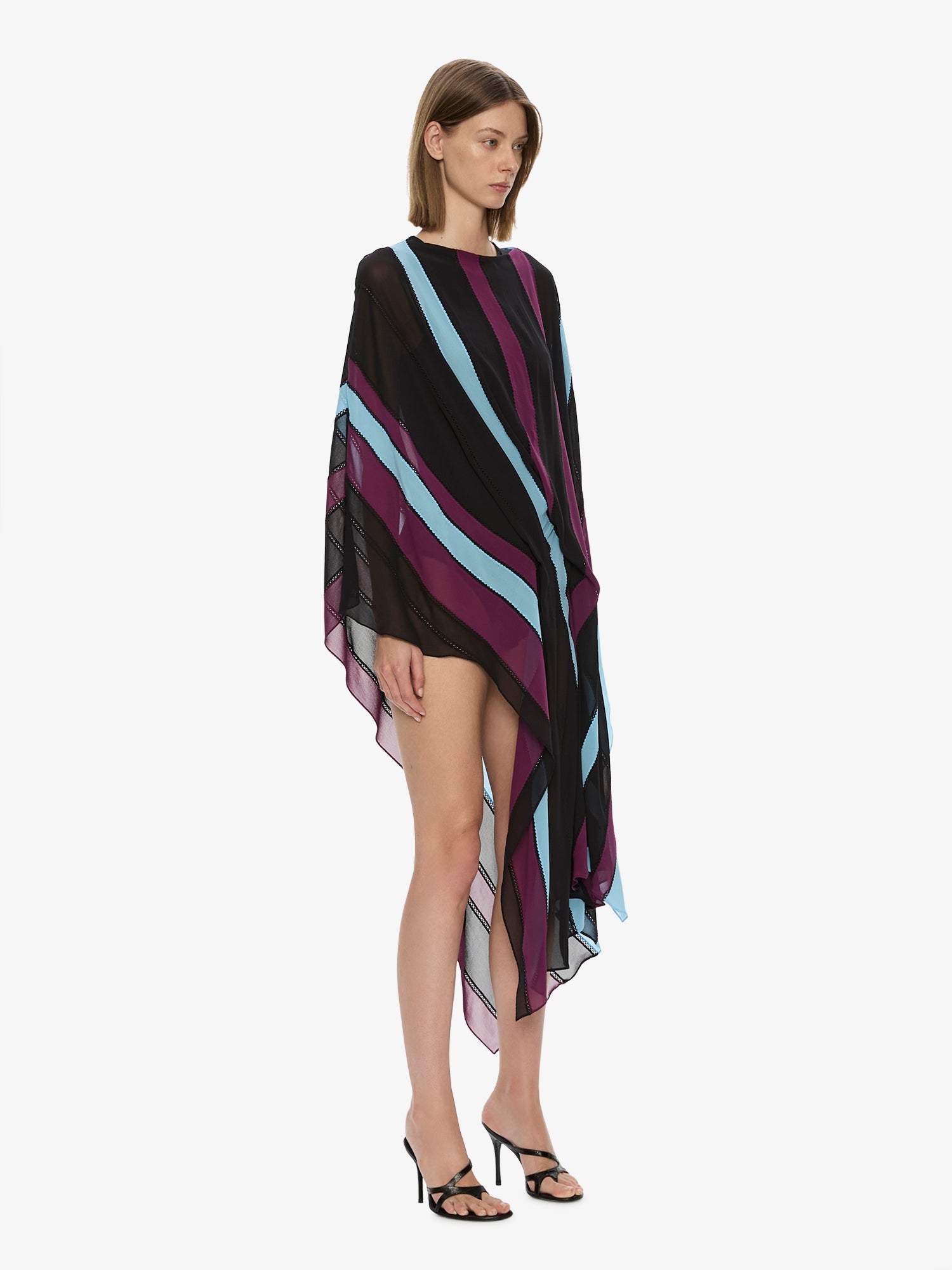 Vin Panelled Picot Silk Drape Dress
