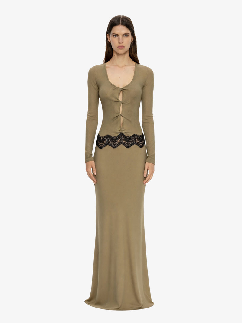 Open Twist Verner Scooped Long Sleeve Dress - Image 1