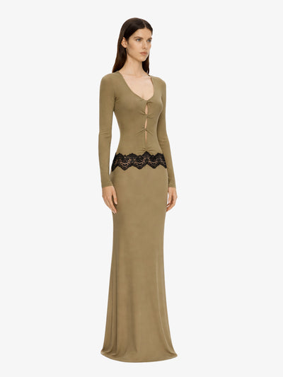 Open Twist Verner Scooped Long Sleeve Dress