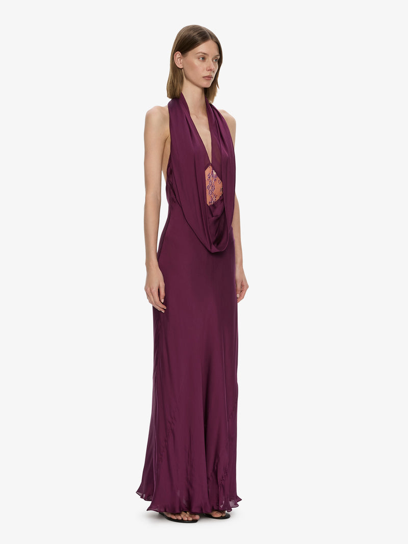 Cesura Cowl Lace Halter Gown - Image 2