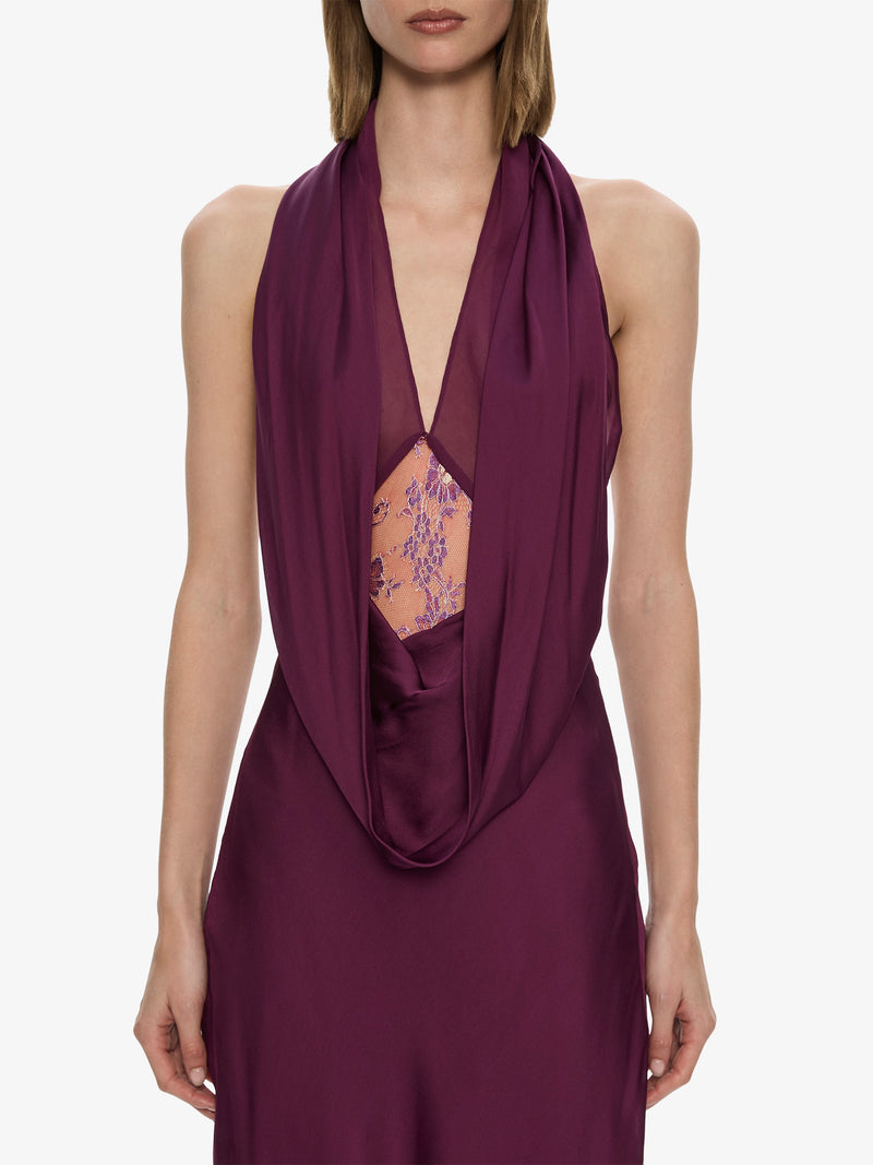 Cesura Cowl Lace Halter Gown - Image 3