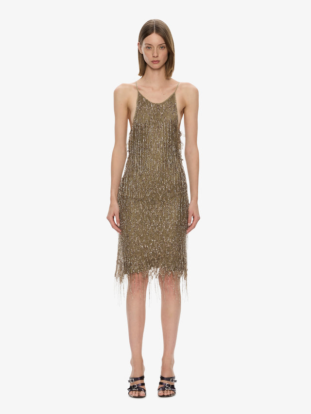 Gilded Chevron Lace Tank Dress