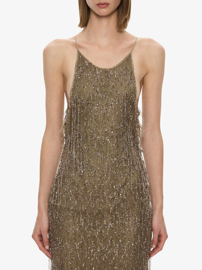 Gilded Chevron Lace Tank Dress