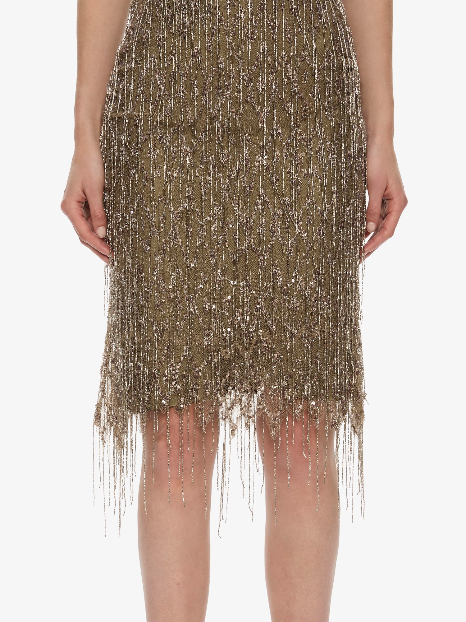 Gilded Chevron Lace Tank Dress
