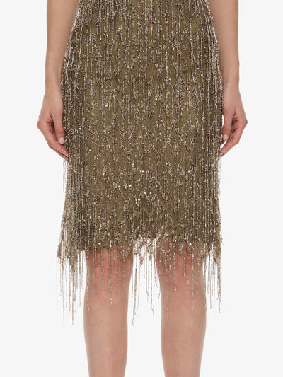 Gilded Chevron Lace Tank Dress