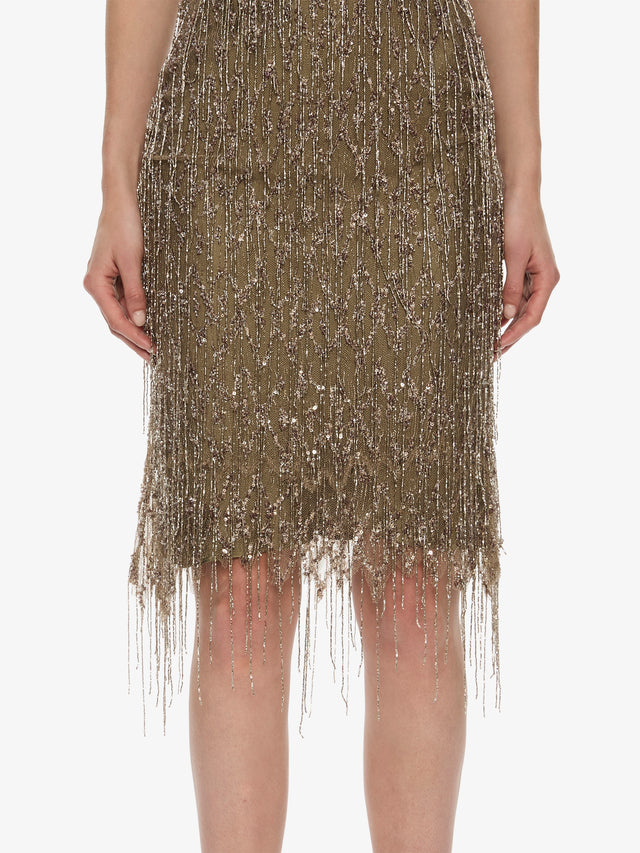Gilded Chevron Lace Tank Dress