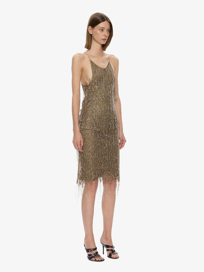 Gilded Chevron Lace Tank Dress