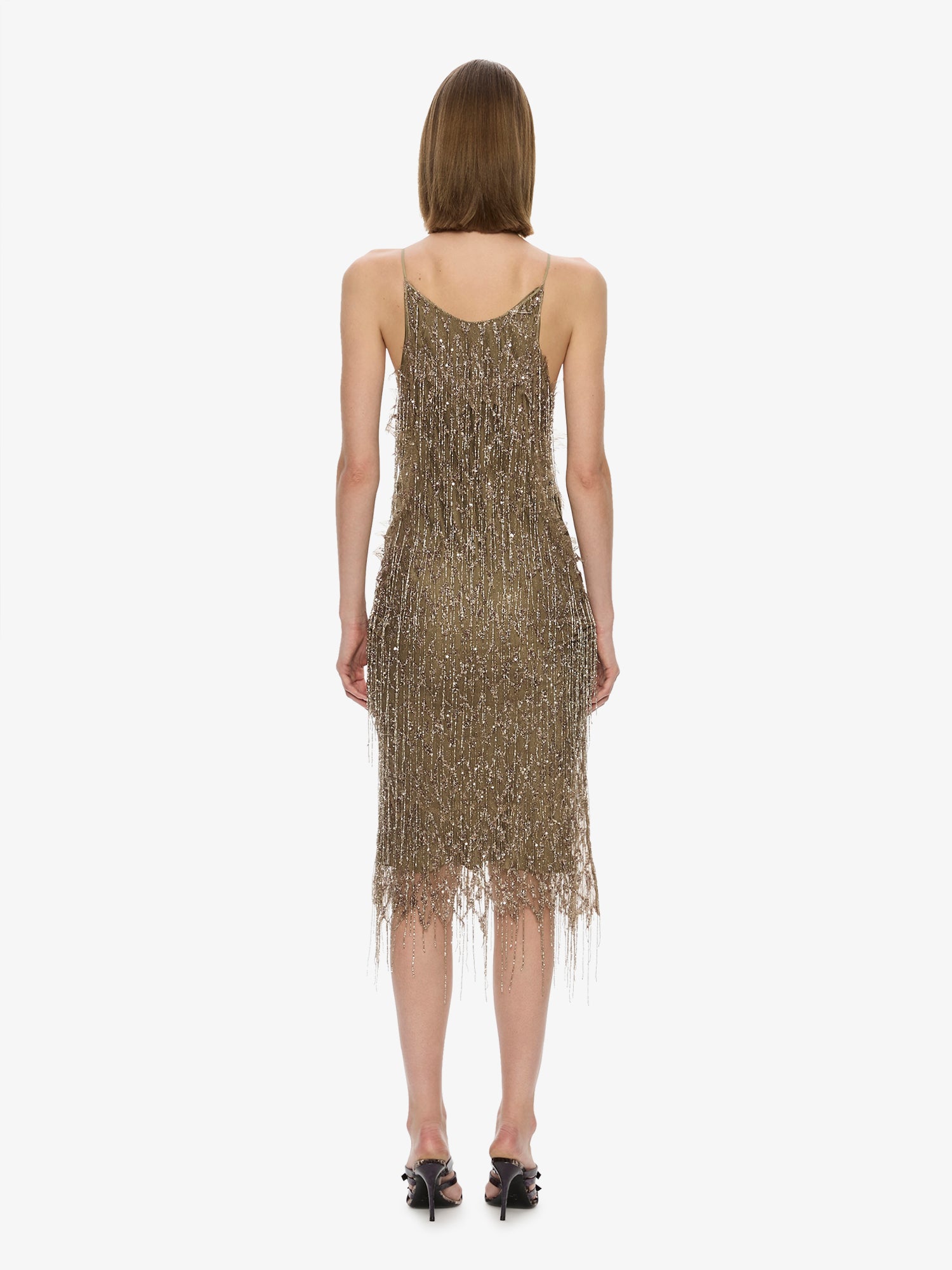 Gilded Chevron Lace Tank Dress