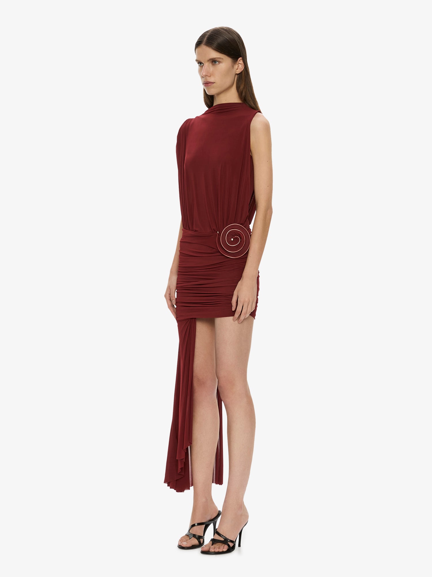 Aurelia Sculpted Spiral Cascade Mini Dress