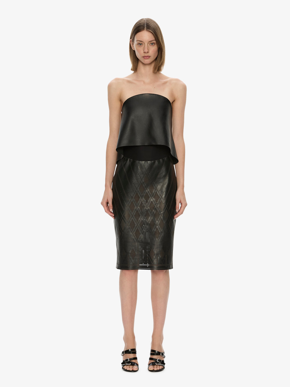 Perforated Sheath Leather Dress
