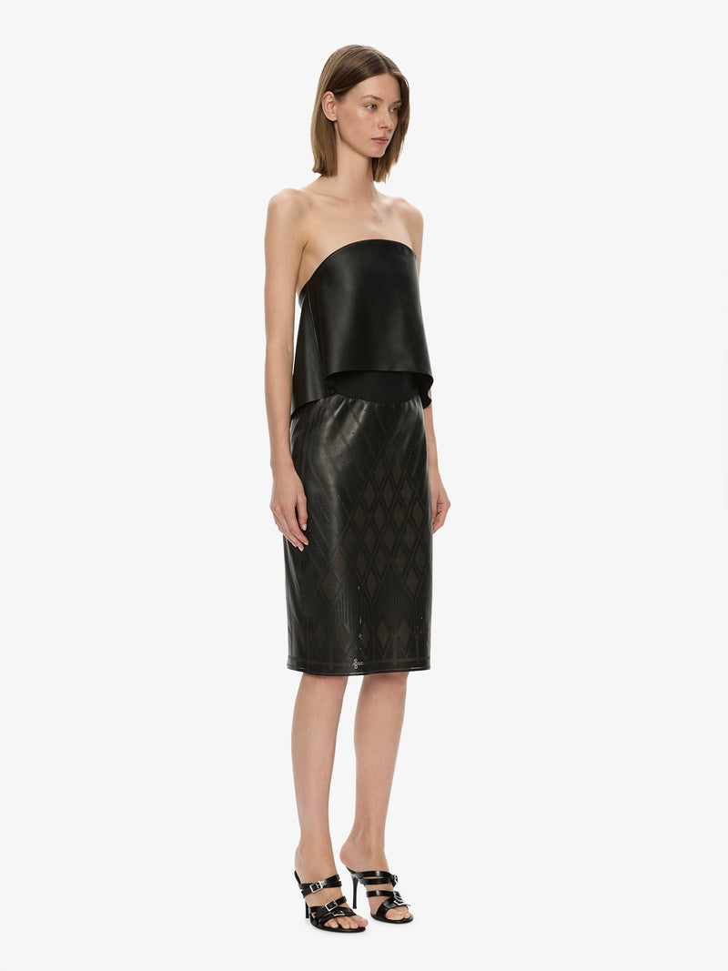 Perforated Sheath Leather Dress - Image 2
